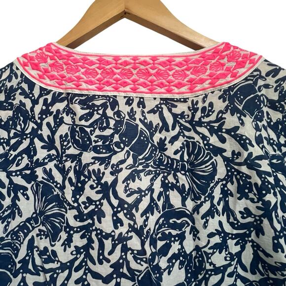 Lilly Pulitzer Ocean Cove Tunic Top Size M Oyster Bay Blue Krillin It - Picture 12 of 16